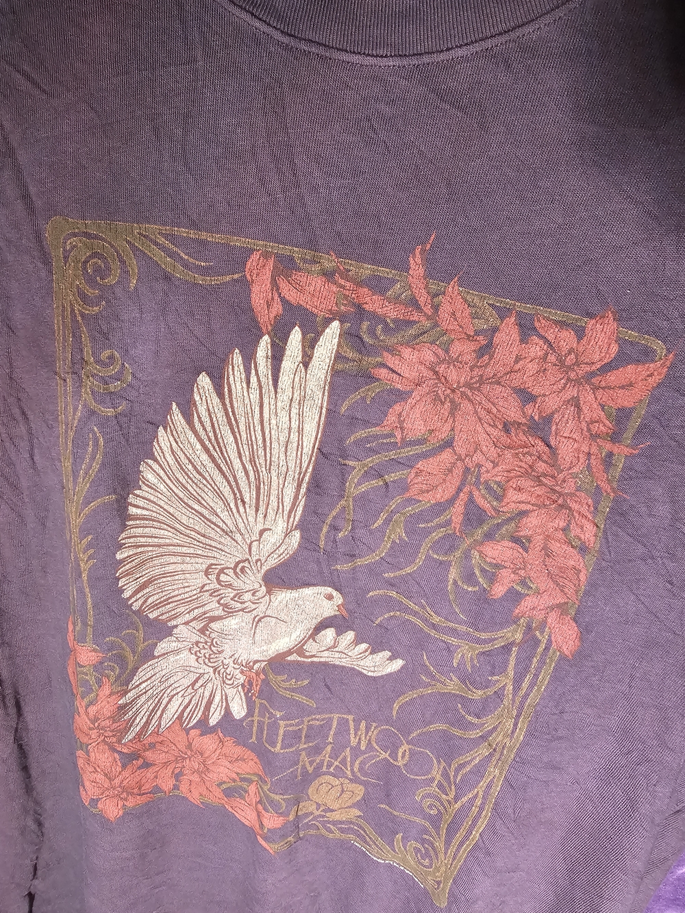 Abercrombie & Fitch Purple Tee with White Dove and Pink Floral Graphic